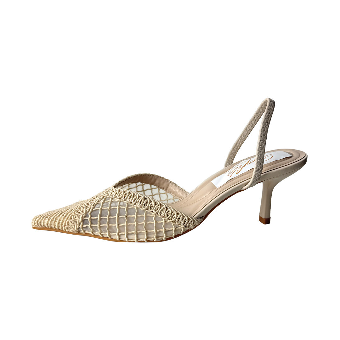 Chanel velata crema Defilè con ricami – Tacco 7 cm