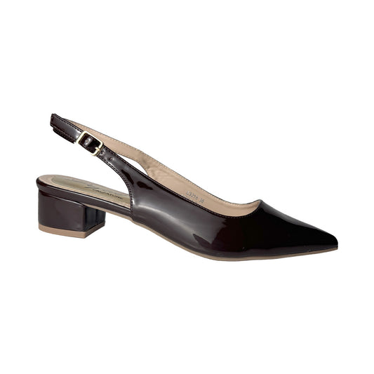 Defilè Slingback Cioccolato Vernice – Tacco 4 cm con Cinturino Oro
