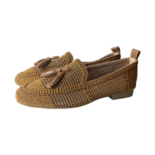 Defilè Mocassino Traforato Cognac – Nappine in Pelle Flat