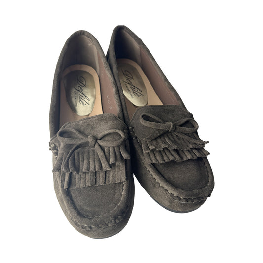 Defilè Mocassino Camoscio Tortora – Frange e Fiocco Flat