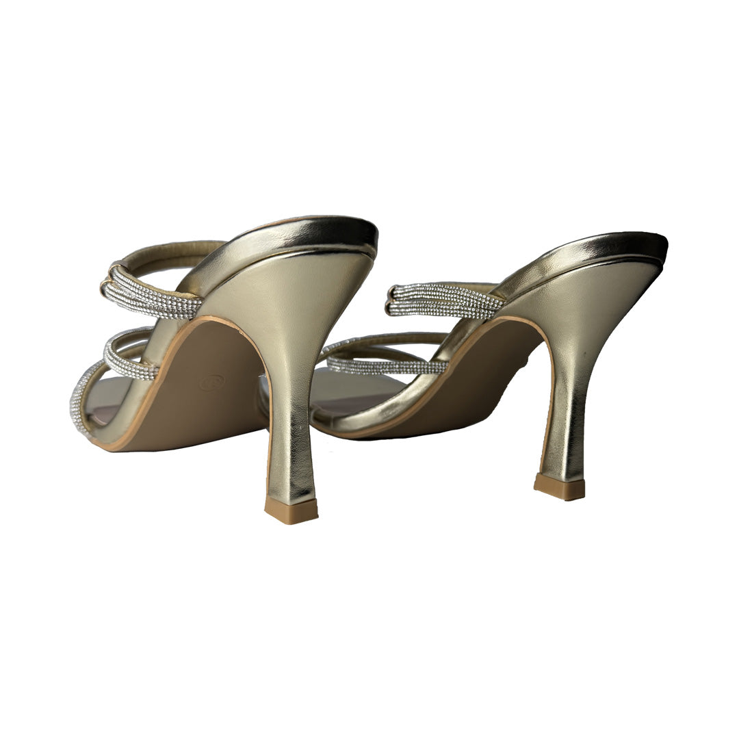 Defilè Sandalo Platino Cerimonia – Strass Intrecciati e Stiletto 8 8cm