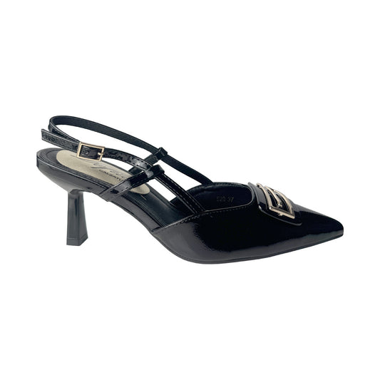 Defilè Chanel Vernice Nera – Fibbia Oro e Tacco Squadrato 7 cm