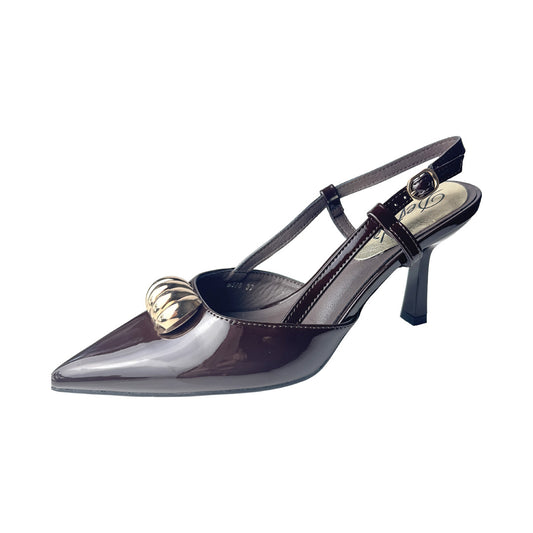 Defilè Chanel Vernice Cioccolato – Conchiglia Oro e Tacco 8 cm