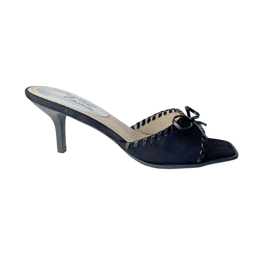 Defilè Sabot Camoscio Nero – Fiocco Intrecciato e Tacco 7 cm
