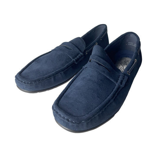 Defilè Mocassino Uomo Blu Navy in Camoscio con Laccetto e Suola Antiscivolo