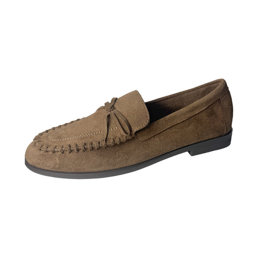 Mocassino Donna Camoscio Cognac con Fiocco e Cucitura Moccasin Flat – Defilè
