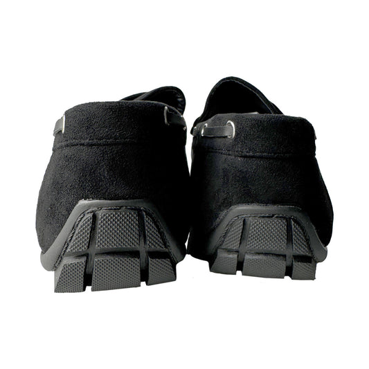 Mocassino Uomo in Camoscio Nero con Laccetto e Suola Antiscivolo – Defilè