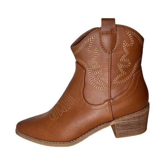 Stivali Camperos C'est Moi: Tonalità Camello, Eleganti Impunture Beige e Tacco Legno