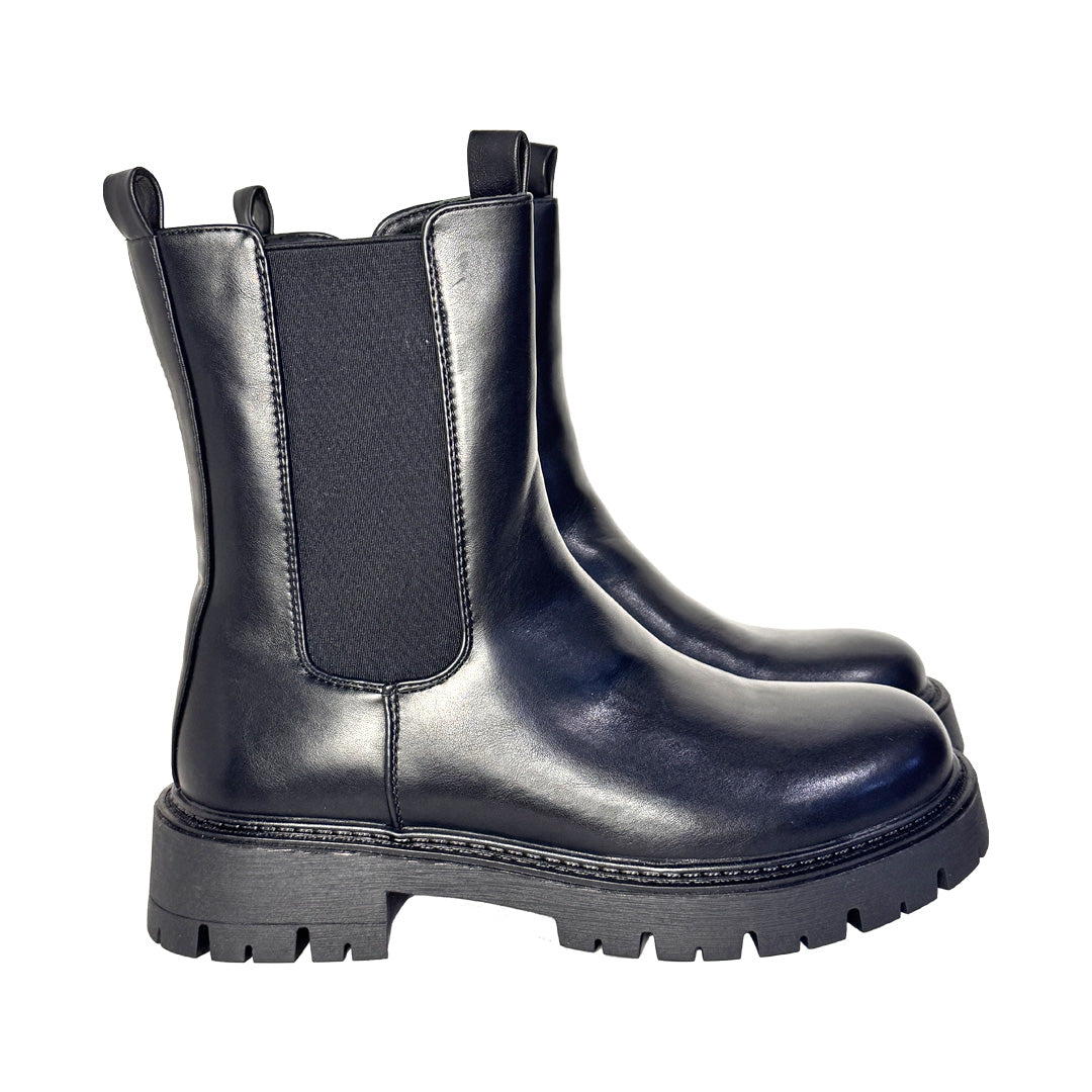 Beatles Nero Platform Donna in Ecopelle – Suola Carrarmato