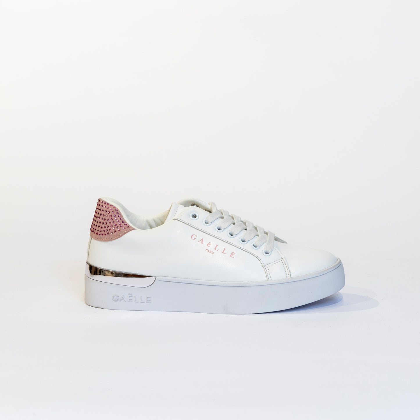 Sneakers Gaelle bianco e rosa con glitter