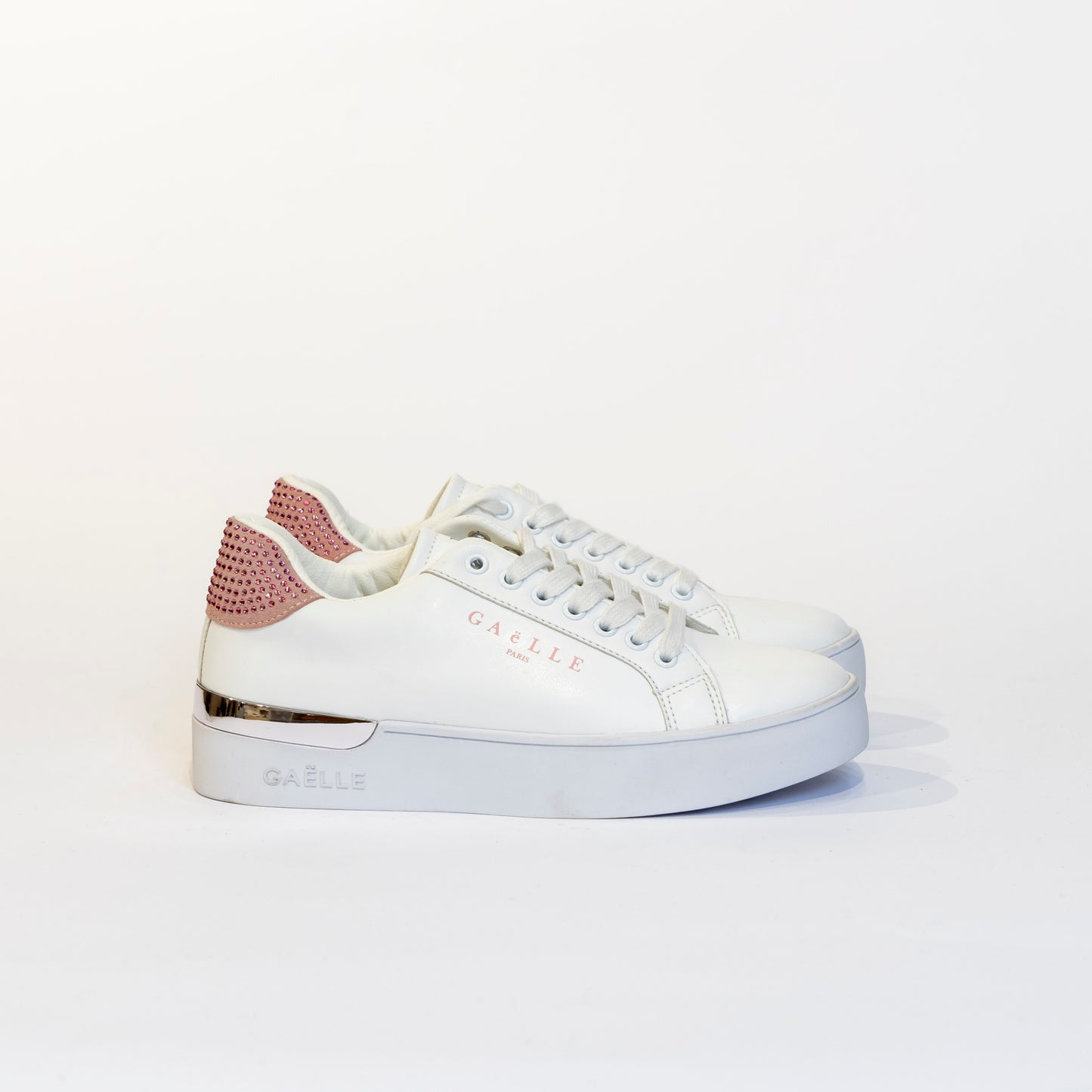 Sneakers Gaelle bianco e rosa con glitter