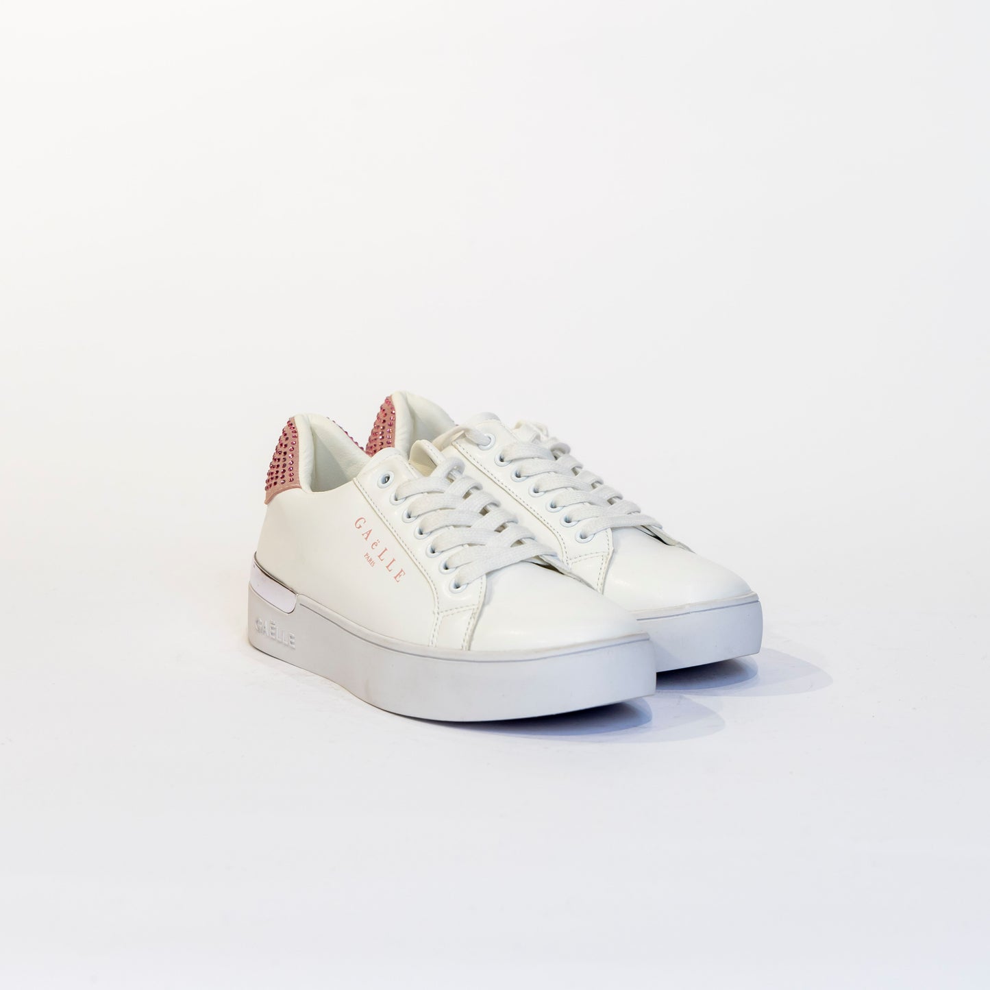Sneakers Gaelle bianco e rosa con glitter