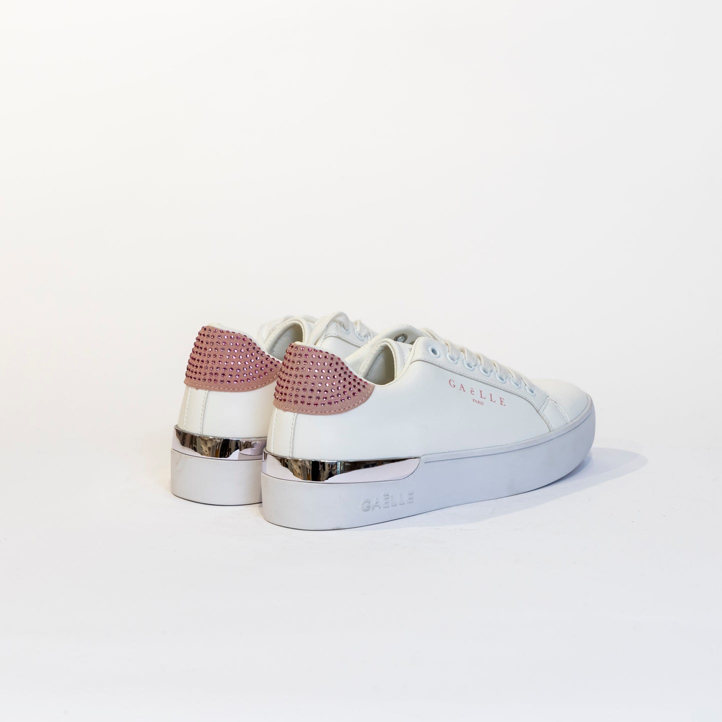 Sneakers Gaelle bianco e rosa con glitter
