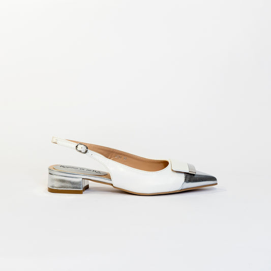 slingback bianco e argento