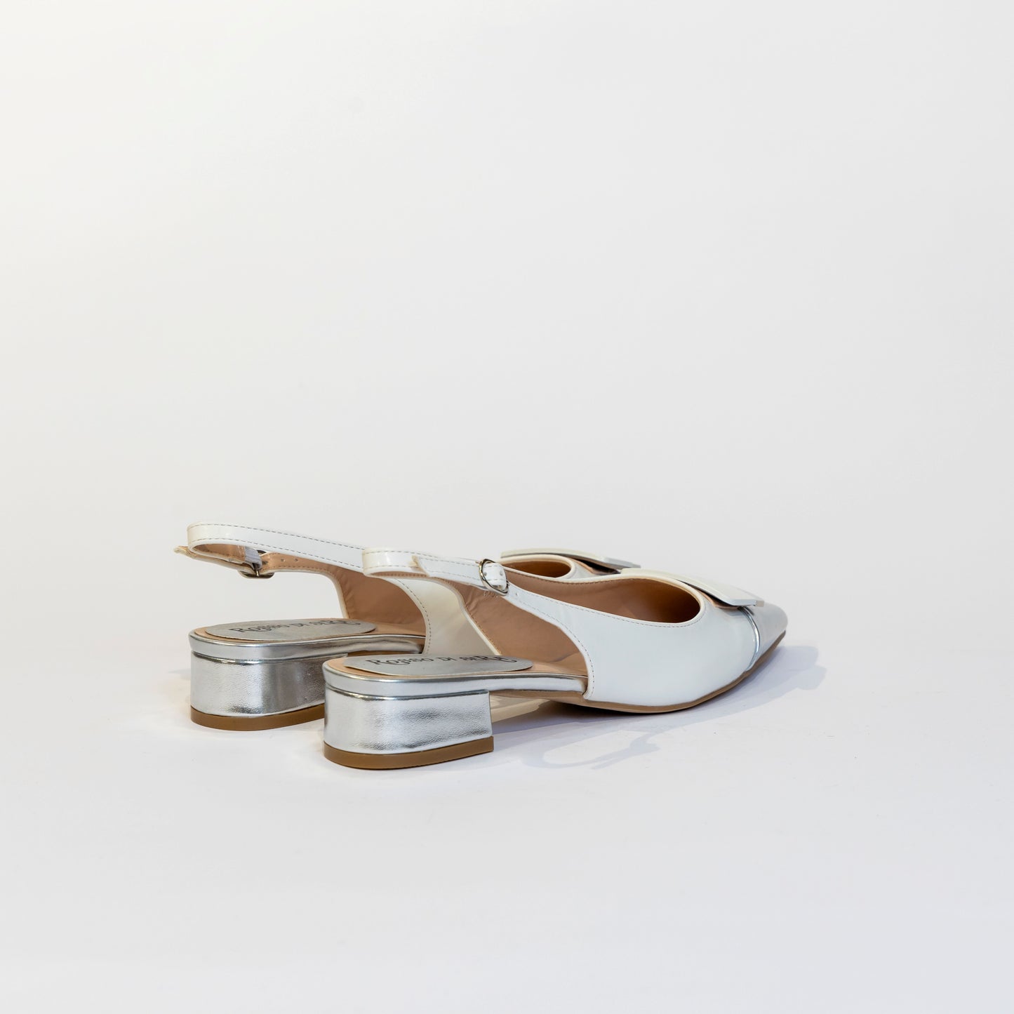 slingback bianco e argento