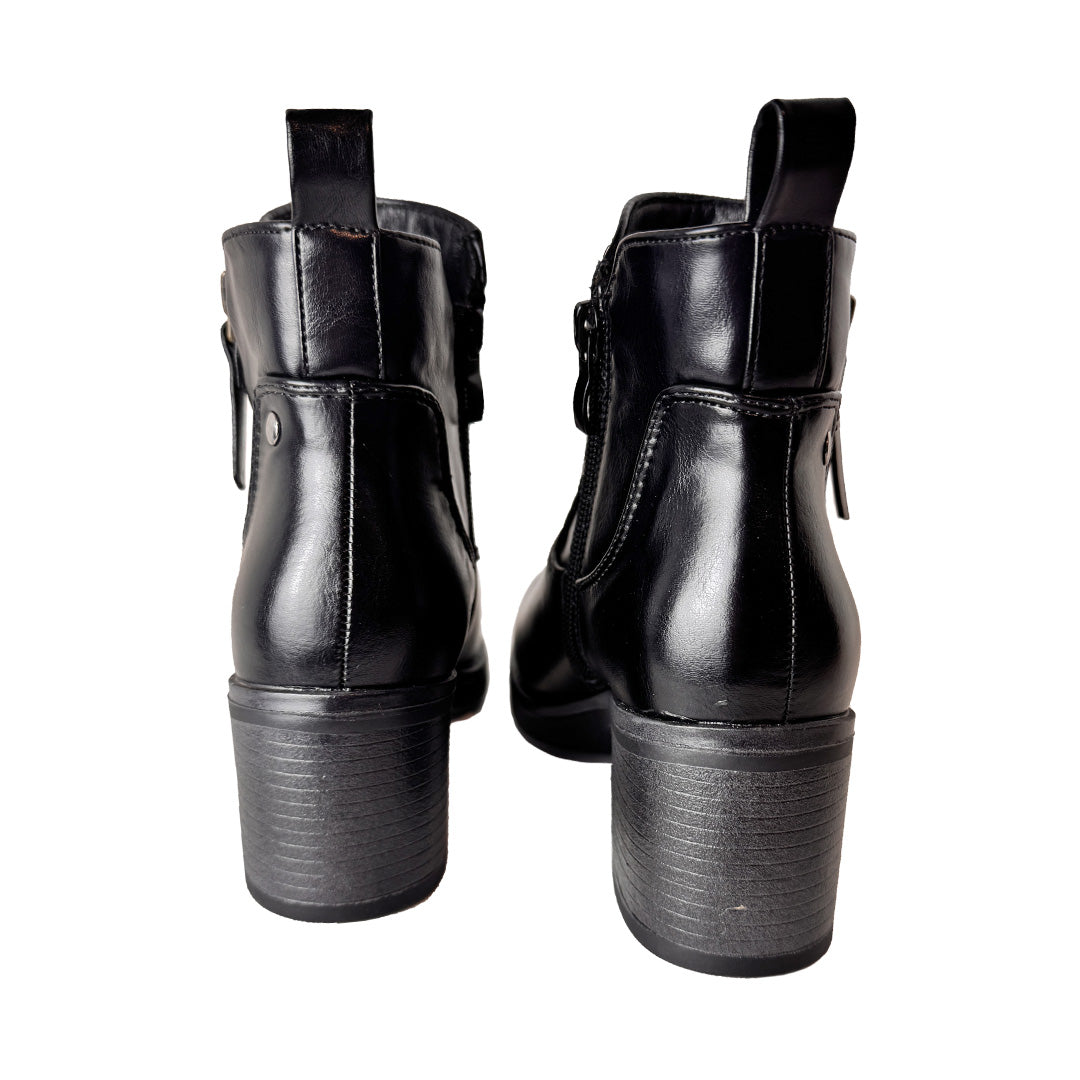 Tronchetti Donna Neri Punta Tonda "Rosso Di Sera" – Dettagli in Oro Opaco