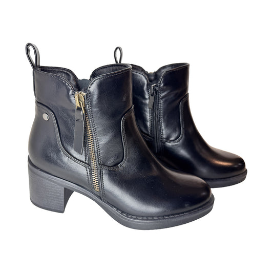 Tronchetti Donna Neri Punta Tonda "Rosso Di Sera" – Dettagli in Oro Opaco