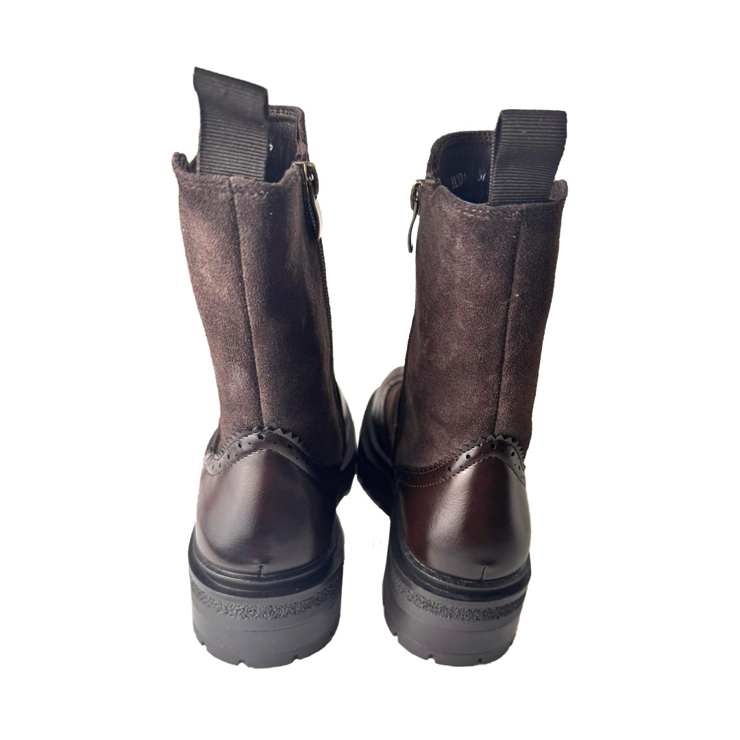 Stivaletto Beatles Donna Marrone – Mix Ecopelle e Camoscio stile Inglesina