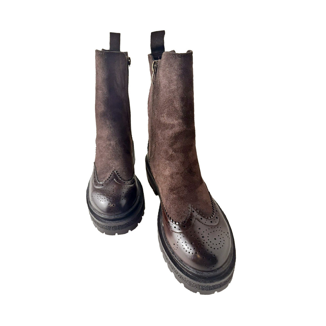 Stivaletto Beatles Donna Marrone – Mix Ecopelle e Camoscio stile Inglesina