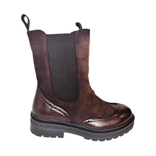 Stivaletto Beatles Donna Marrone – Mix Ecopelle e Camoscio stile Inglesina