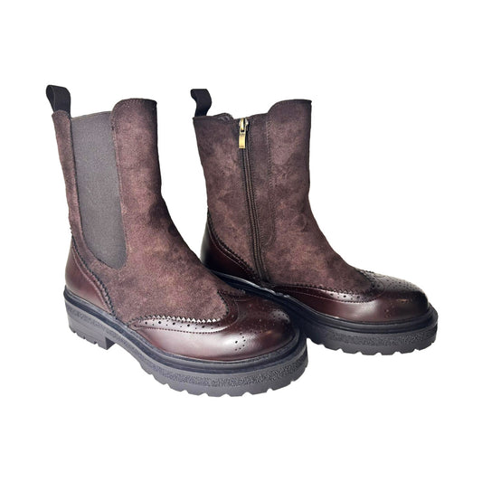 Stivaletto Beatles Donna Marrone – Mix Ecopelle e Camoscio stile Inglesina