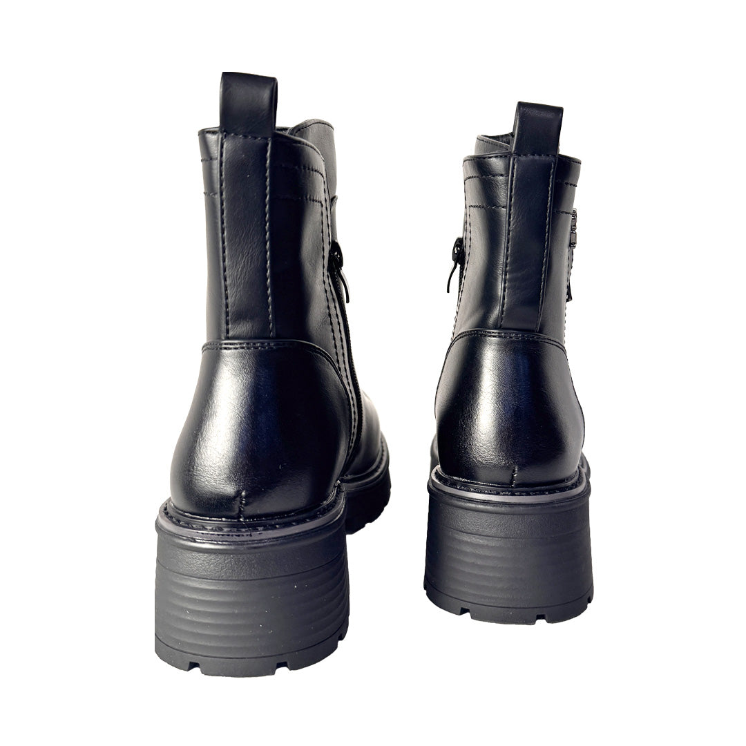 Beatles Nero "Rosso di Sera" - Doppia Zip e Suola Carrarmato