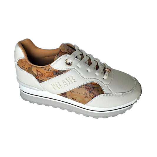 Sneaker Donna 1° Classe Bianco/Beige – Dettagli Gioiello