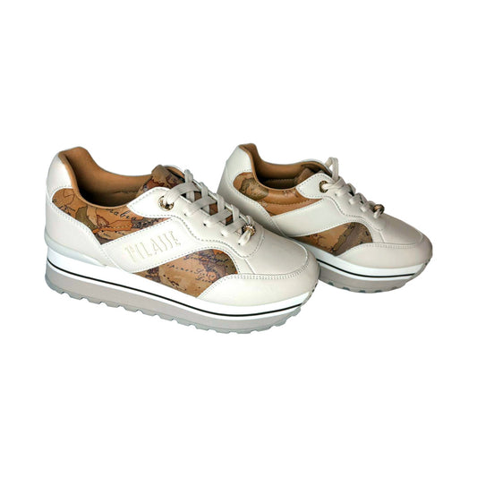 Sneaker Donna 1° Classe Bianco/Beige – Dettagli Gioiello