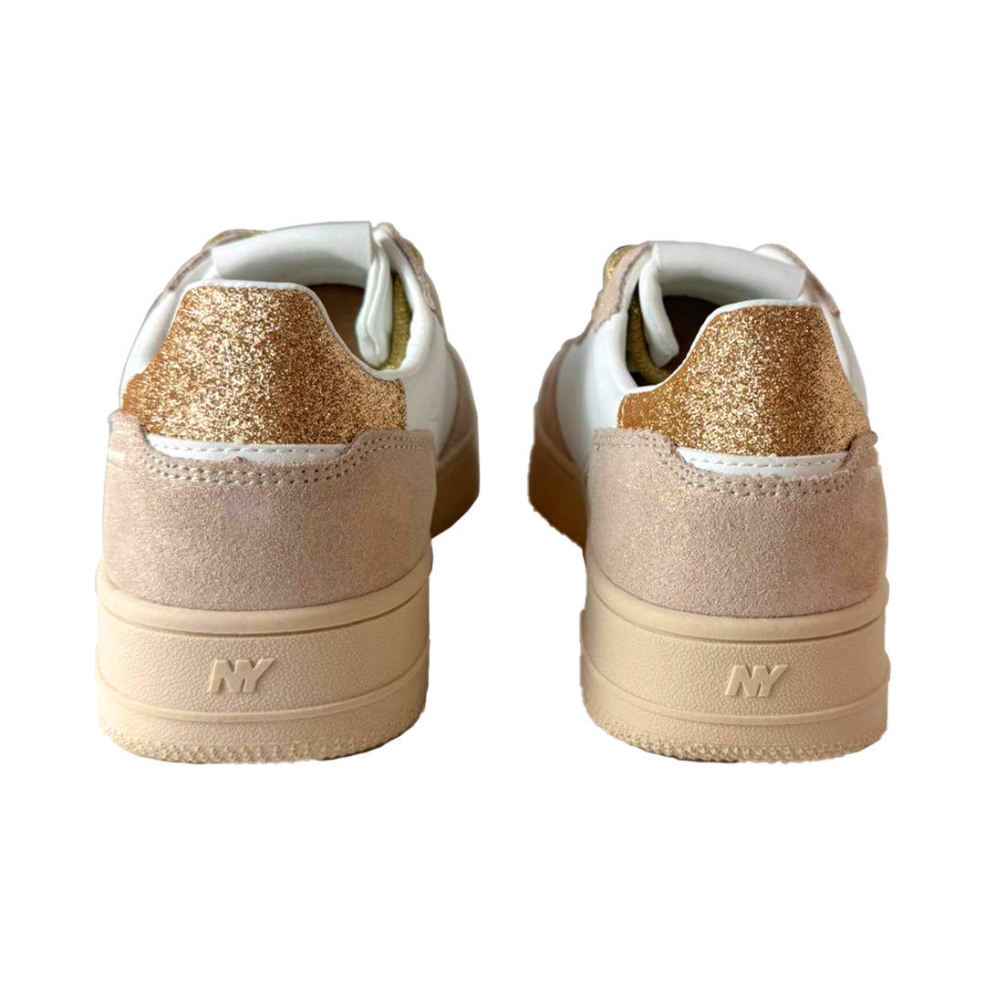 Sneaker Donna YNOT? in Pelle White Glitter Platinum