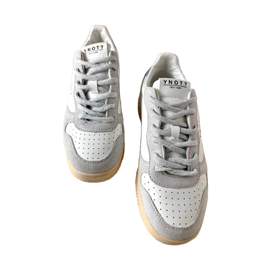Sneaker Donna YNOT? in Pelle White Glitter Silver