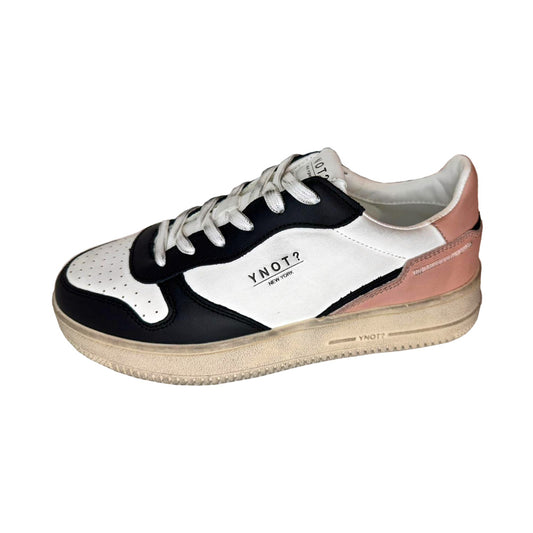 Sneaker Donna YNOT? in Pelle - Bianco, Nero e Rosa