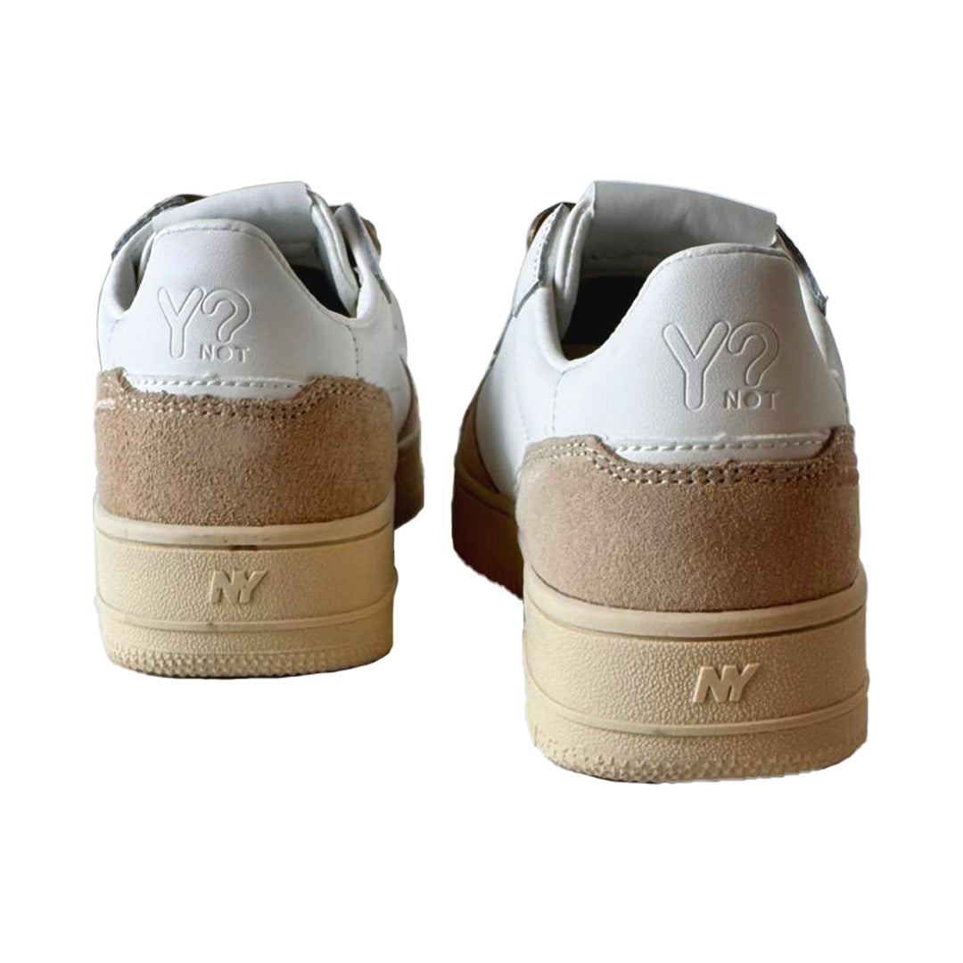 Sneaker Donna YNOT? in Pelle e Suede - Bianco e Crema con Lacci in Raso