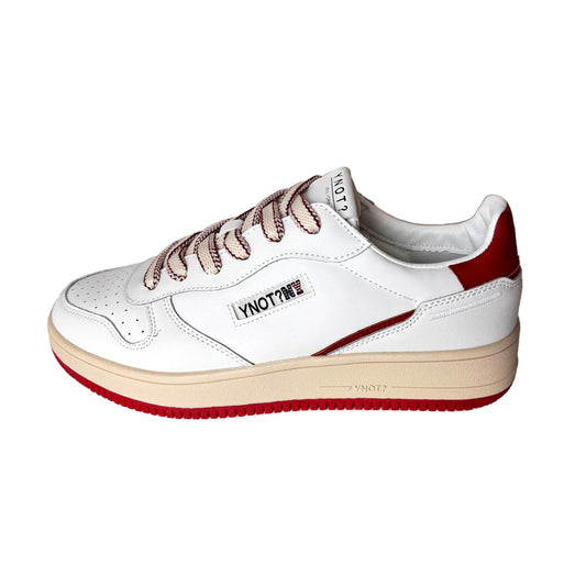 Sneaker Uomo YNOT? in Pelle Bianca con Para Rossa