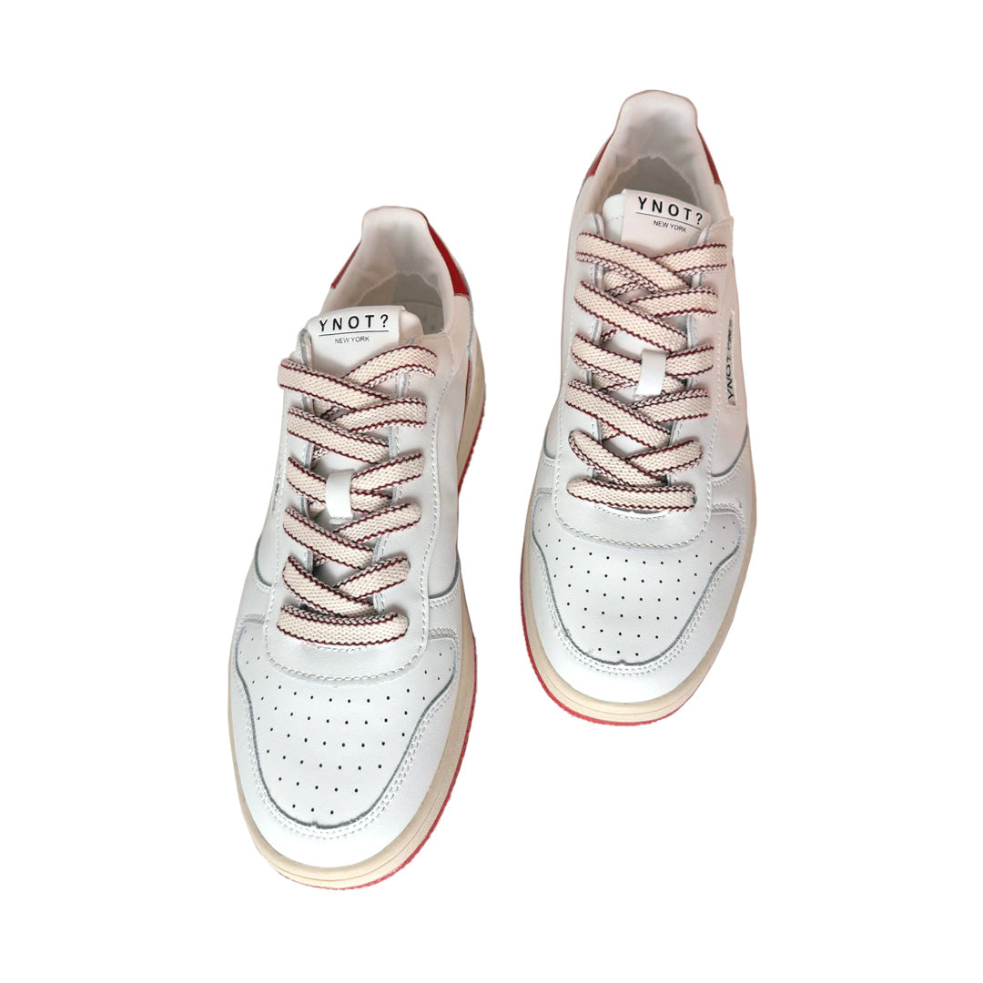 Sneaker Uomo YNOT? in Pelle Bianca con Para Rossa