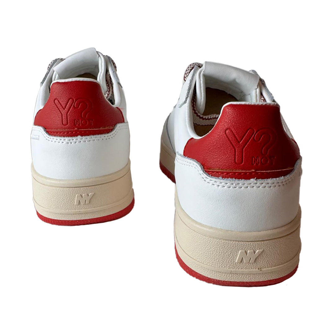 Sneaker Uomo YNOT? in Pelle Bianca con Para Rossa