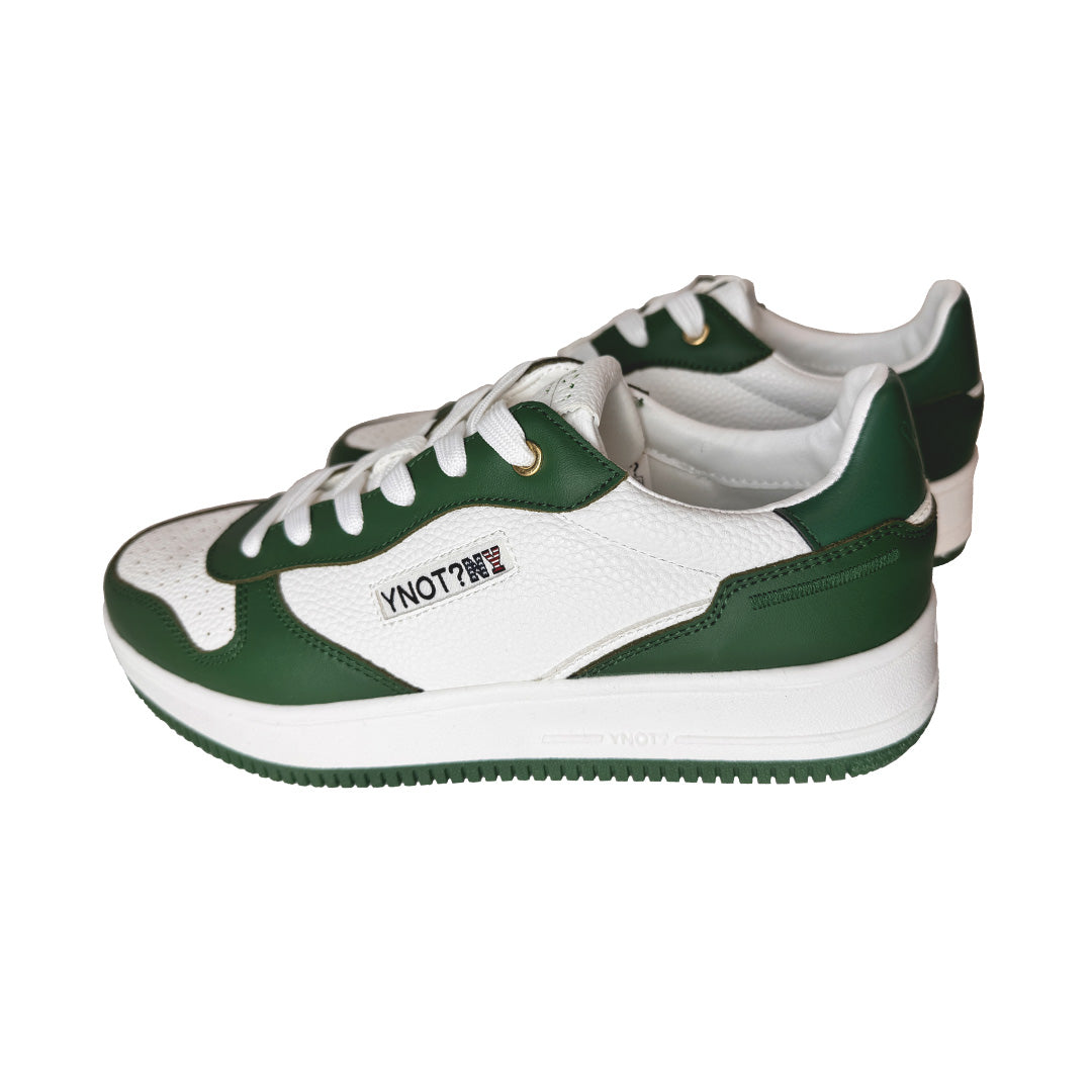 Sneaker Uomo YNOT? – Pelle Martellata Bianco e Verde – Limited Edition