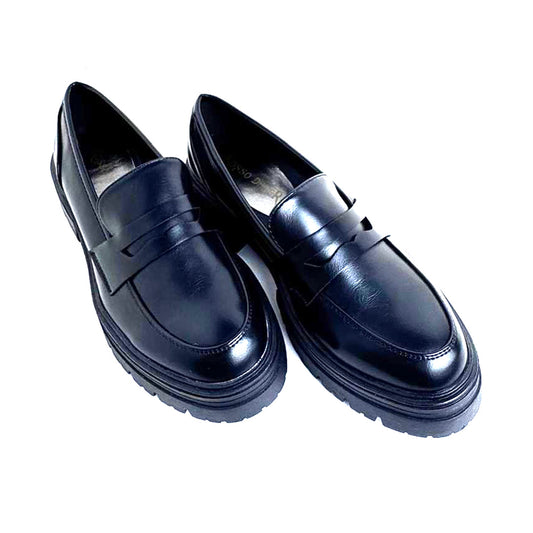 Rosso di Sera Mocassino Donna College Nero – Ecopelle e Suola Carrarmato